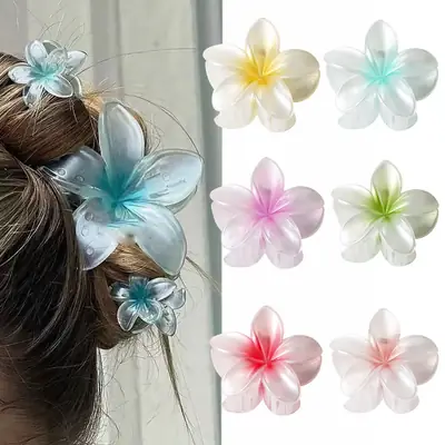 Large Pearlescent Flower Hair Clips Gradient Colors