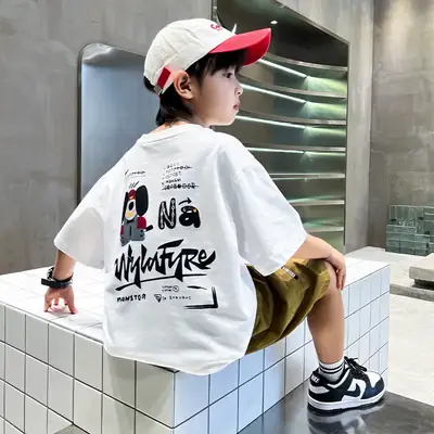 New Boys Cartoon Printed T-Shirt White Summer 2024
