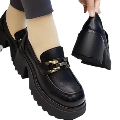 British Work Small Leather Shoes Women's 2024 Spring New Thick Sole Soft Leather Loafers Single-layer Shoes
