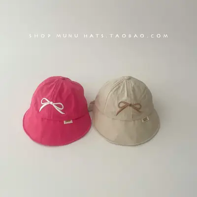 Baby's Pink & Blue Bow Cap Sunshade Hat for Girls