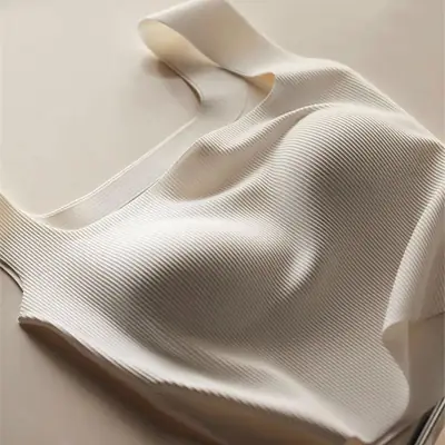 Wide-Shoulder Seamless Underwear Women's Base Layer Tank Top Summer Knitted Ribbed Beautiful Back Outerwear Inner Wear Chest Wrap Girl Backless