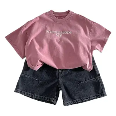 Spr. Kids New Letter Embroidered Short Sleeve T-Shirt