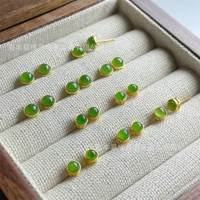 S925 Silver Inlaid Russian Jasper Earrings Live Supply