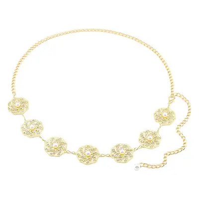 Gold Plated Pearl Embellished Waist Chain for Women