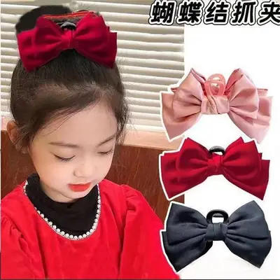 Pink Bow Grab Clip Hairpin for Girls