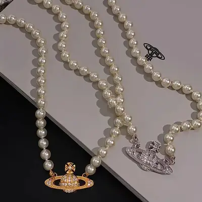 Queen Mother Saturn Pearl Necklace Women Luxury