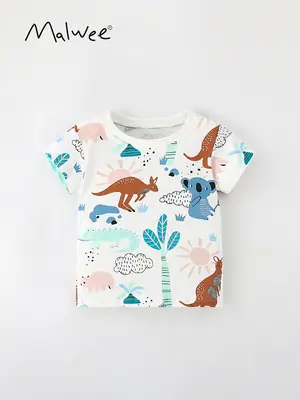 Malwee Boys Printed Dinosaur T-Shirt Summer Wear