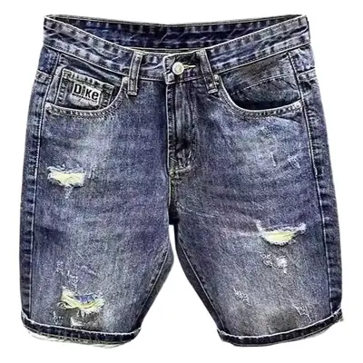 Men Denim Shorts Slim Fit Scratch All Match