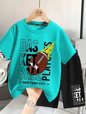 Boys T-Shirt Yellow Football Print Cotton Summer Wear
