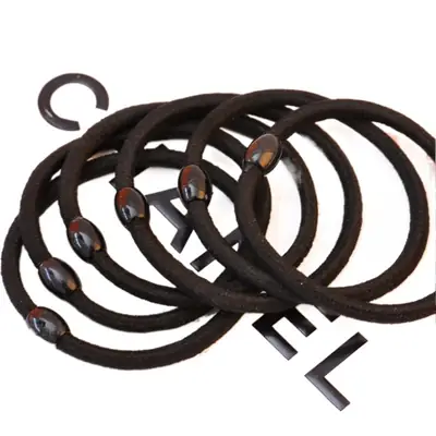 Black Thick Leather Hair Ring with Bulb Tendon