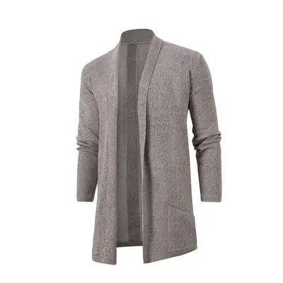 Men's Black Long Slim Fit Sweater Coat