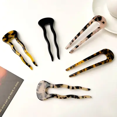 Ins High-end U-Shape Acetic Acid Hairpin Black
