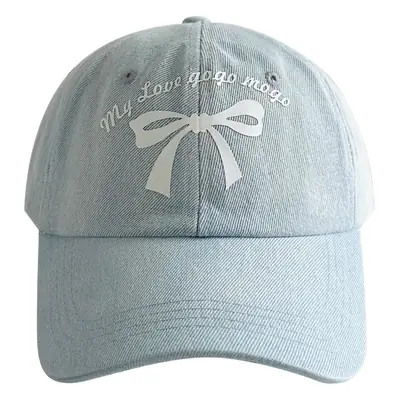 Kids Bow Letter Baseball Cap Light Blue Retro Wash