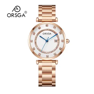 Oshica Women's Quartz Watch with Calendar & Diamond Dial
