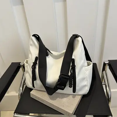 Black Large Capacity Casual Shoulder Crossbody Bag 2024