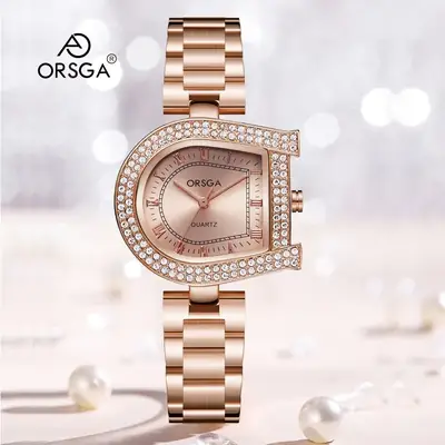 Ozawa Women's Luxury Quartz Watch Rose Gold Diamond Strap