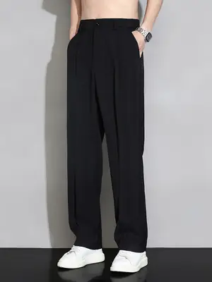 Black Straight Trousers Men's Casual Spring Autumn Wear