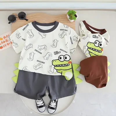 Kids Dinosaur Cotton T-Shirt Shorts Set 1-5Yr