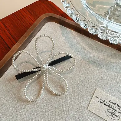 Pearl Flower Hairpin for Women Sweet Side Clip