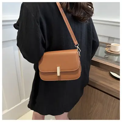 Stylish Small Bag Women's Korean-style All-match Small Square Bag 2024 Spring New Shoulder Bag Simple Buckle Fashion Women's Bag