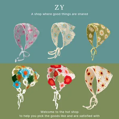 Women Knitted Triangle Hairband Scarf Pastoral Style