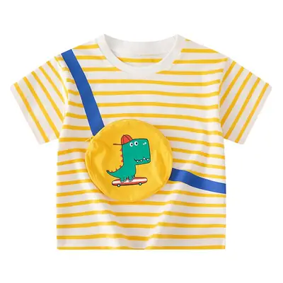Beutiful Kids T-Shirt Striped Dinosaur Print