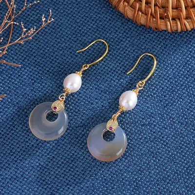 Vintage Pearl Earrings with Buckle Design