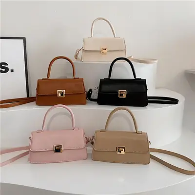 Women's Crossbody Bag Beige Square Lock 2024