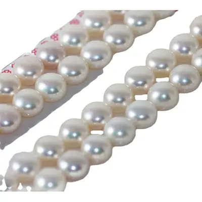 Zhuji Pearl Natural Freshwater Pearl 6-9 White Flat Round 6A Steamed Bread Beads Special Aurora Almost Flawless DIY Ears