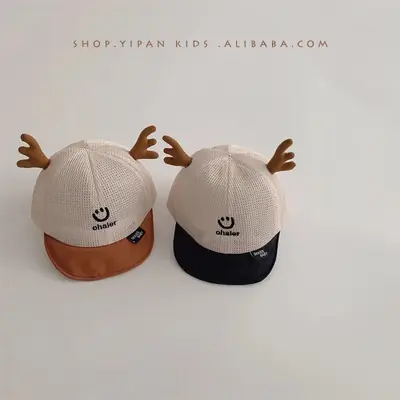 Cute Antler Cap for Kids Summer Breathable Duck Cap