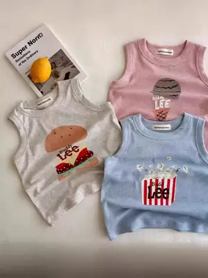 Children's Gray Sleeveless Vest Set for Boys Summer