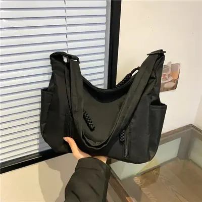 Women's Black Nylon Crossbody Tote Bag Large Capacity 2023