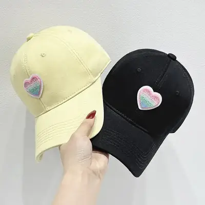 Women's White Heart Embroidered Baseball Cap