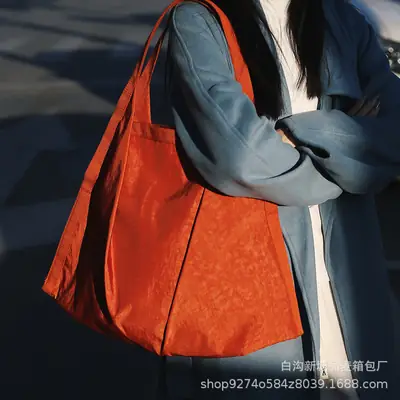 Women Washed Fabric Large Shoulder Bag Blue 2026