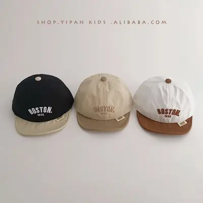 Beige One Pan Baby Cap Summer Thin Brim Baseball Cap for Boys Girls