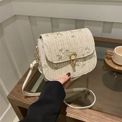 Korean Style Woven Lock Crossbody Bag 2024