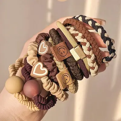 2024 New Style Braided Hair Rope with Rose Decor