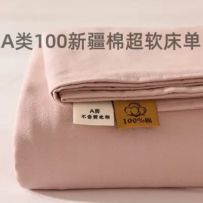 Class a 100% Cotton Xinjiang Cotton Solid Color Pure Cotton Reactive Brushed Bed Sheet Ultra Soft Household Oversized Bed Sheet Wholesale