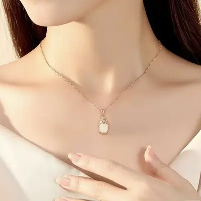Yuhai Real Jade Pendant & Clavicle Set for Women
