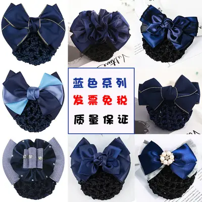 Blue Bow Hairpin with Pearl Crystal for Women