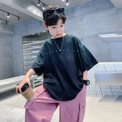 Boys Cotton T-Shirt Gradient Blue 2025 New Arrival