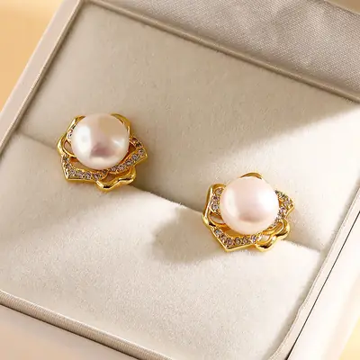 925 Natural Pearl Earrings 18k Gold Luxury