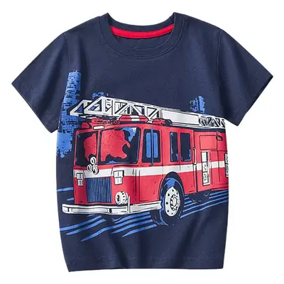 2025 Fire Car T-Shirt for Boys Summer Half Sleeve