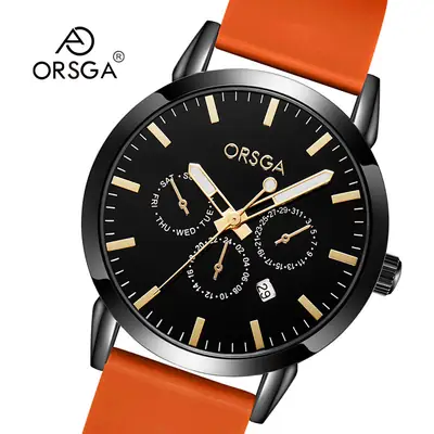 Oshga Brown Leather Watch for Men Women