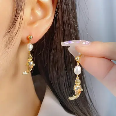 Copper Plated Pearl Earrings for Women