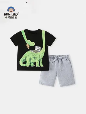 European American Boys Dino Pizza T-Shirt Set 2025