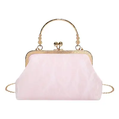 Black Velvet Gentle Lock Shoulder Bag for Women