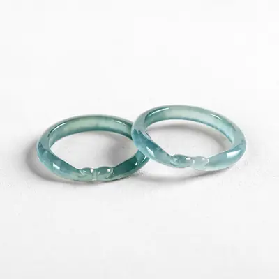 Jade Blue Water Hoop Curse Ring Three-Dimensional Carved