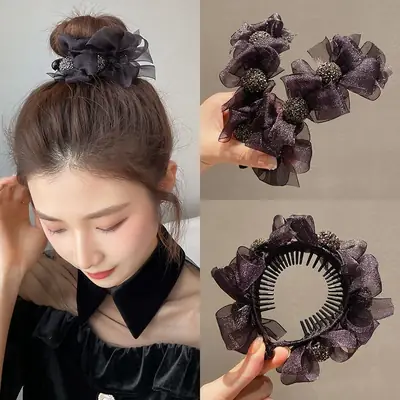 High Ponytail Hairpin with Sweet Balls Bow