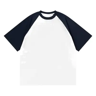 Men Raglan T-Shirt White Black Summer Loose Fit 230g